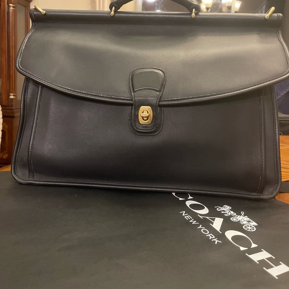 Vintage Coach Black Leather Willis Briefcase 5266